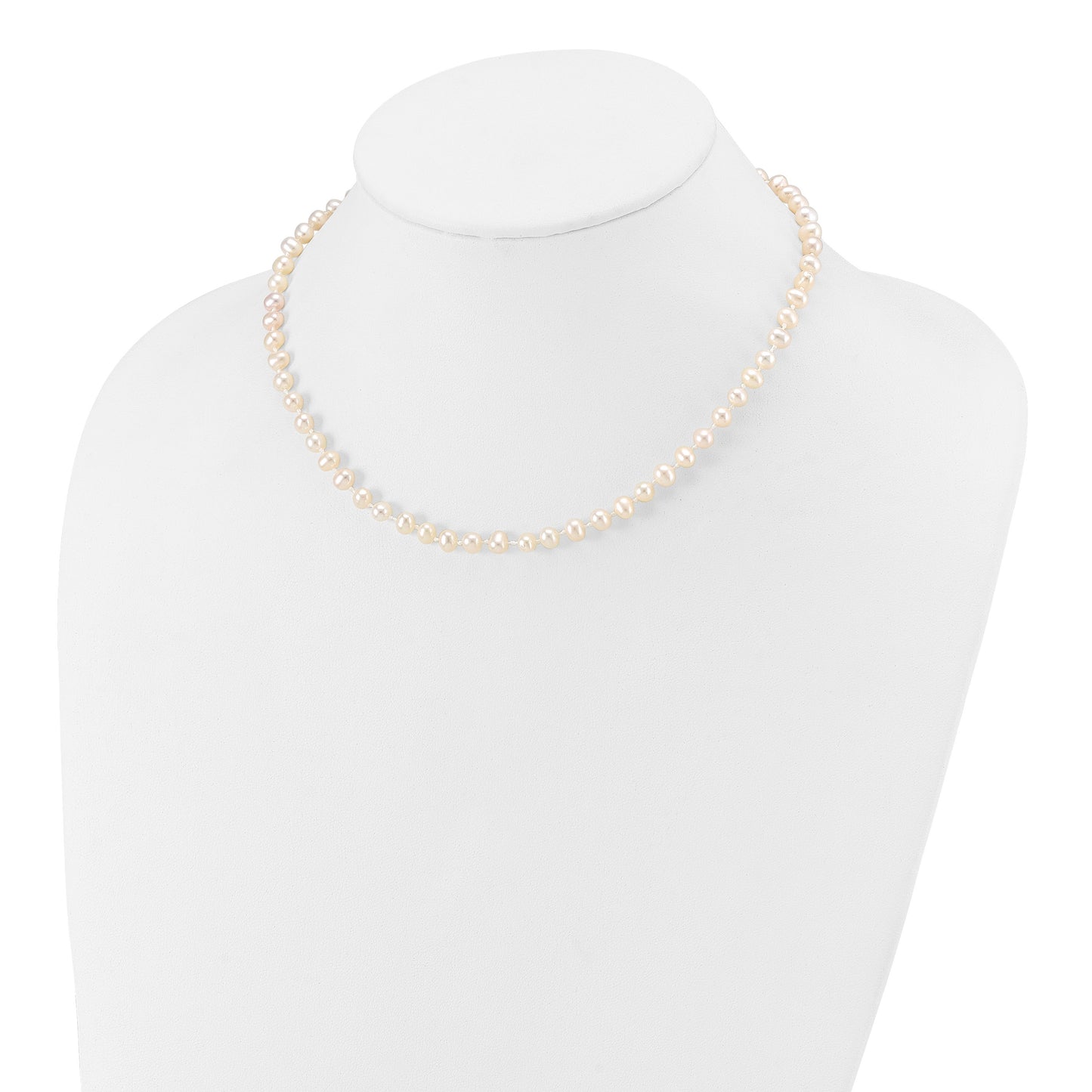 14k 4-5mm White Semi-Round Freshwater Cultured Pearl 14 inch Necklace