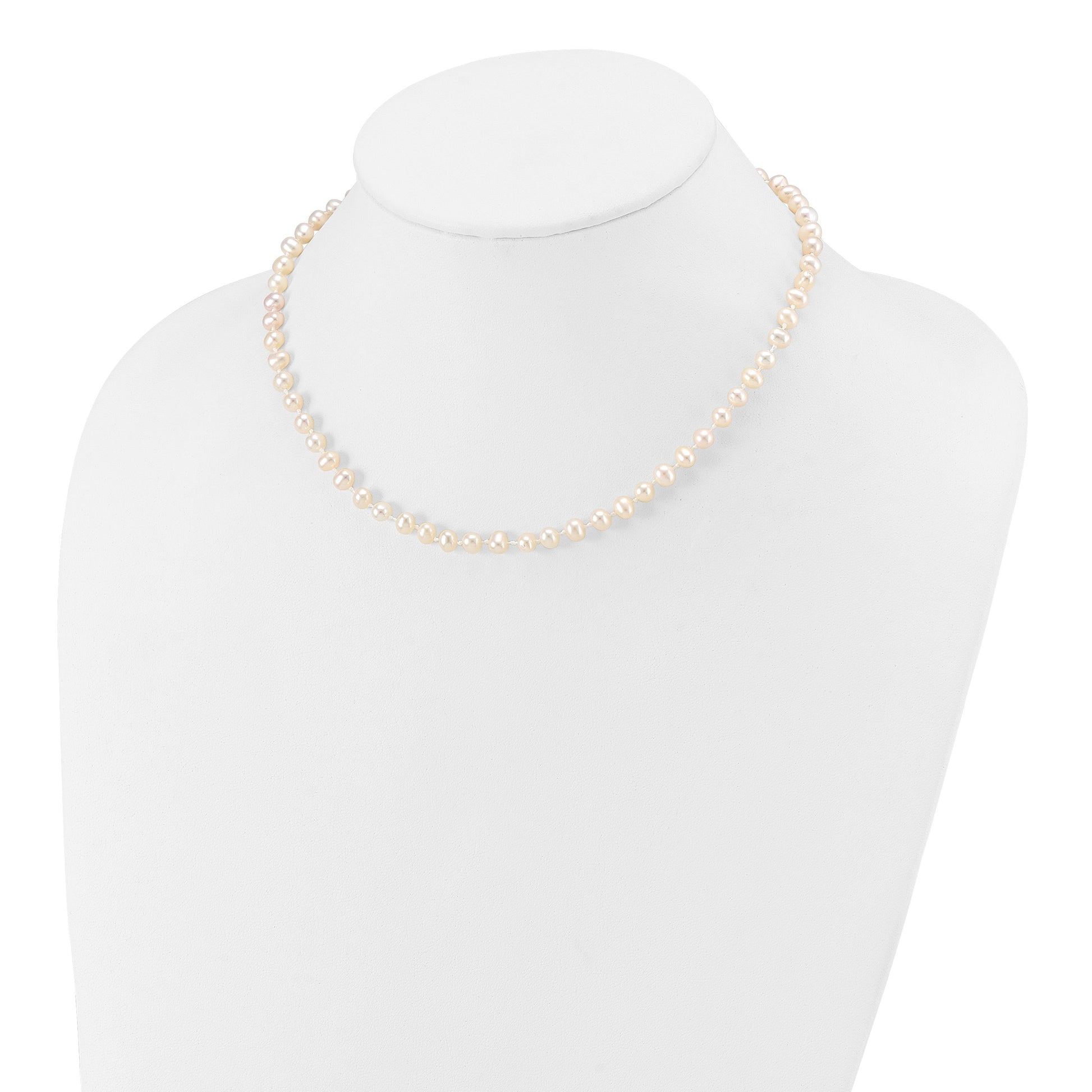 14k 4-5mm White Semi-Round Freshwater Cultured Pearl 14 inch Necklace