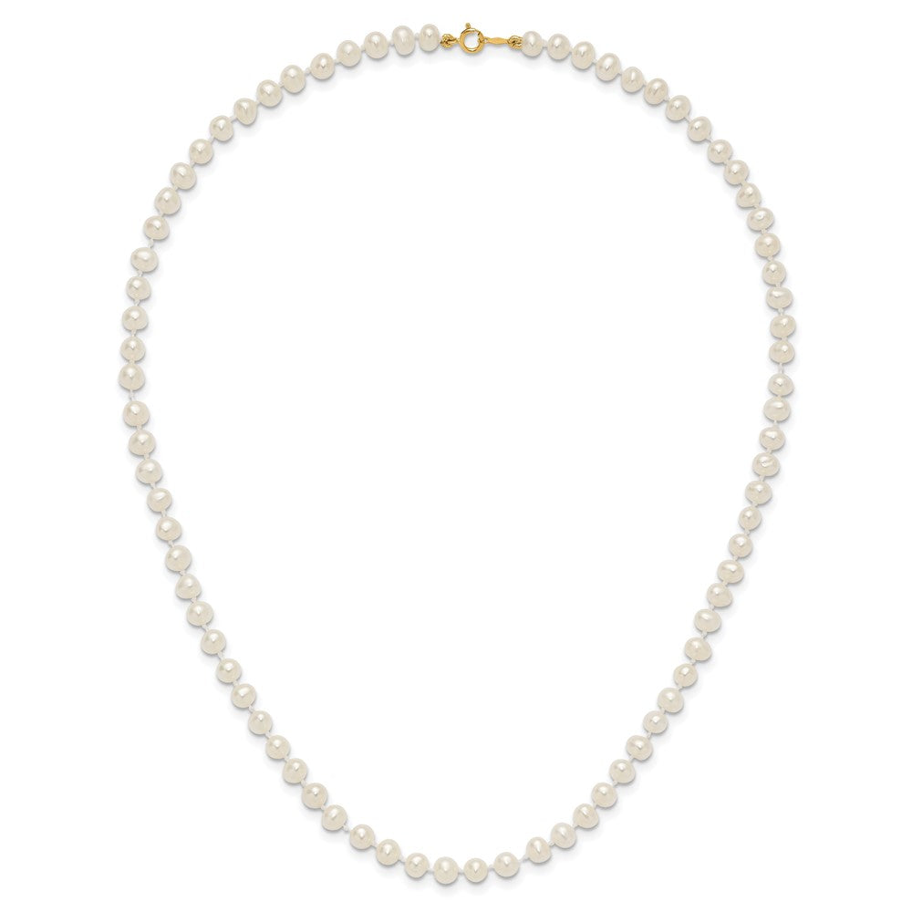 14k 4-5mm White Semi-Round Freshwater Cultured Pearl 16 inch Necklace