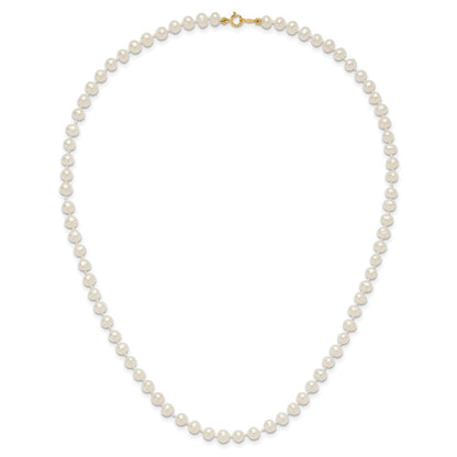 14k 4-5mm White Semi-Round Freshwater Cultured Pearl 16 inch Necklace