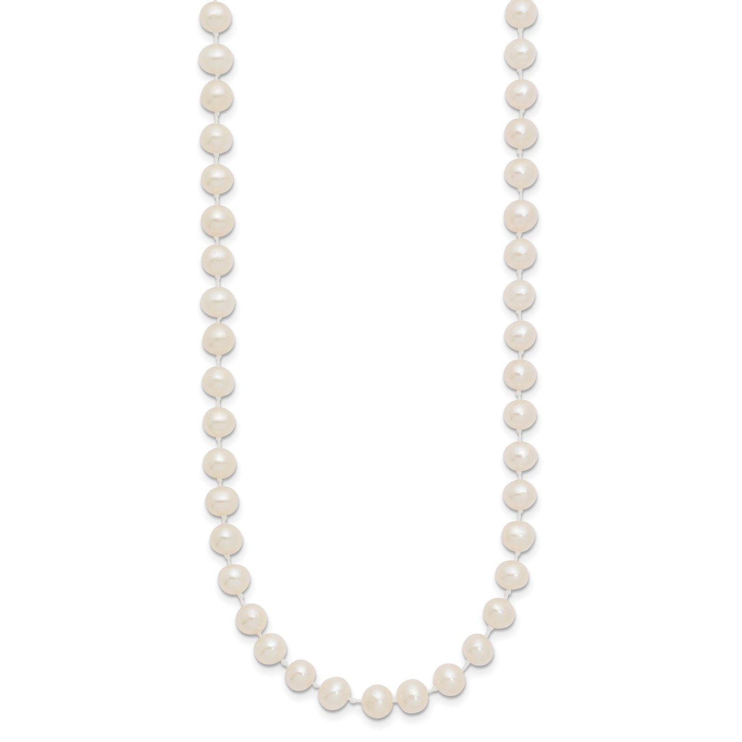 14k 5-6mm White Semi-Round Freshwater Cultured Pearl 14 inch Necklace