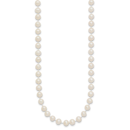 14k 5-6mm White Semi-Round Freshwater Cultured Pearl 14 inch Necklace