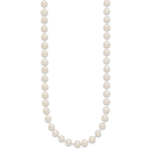 14k 5-6mm White Semi-Round Freshwater Cultured Pearl 14 inch Necklace