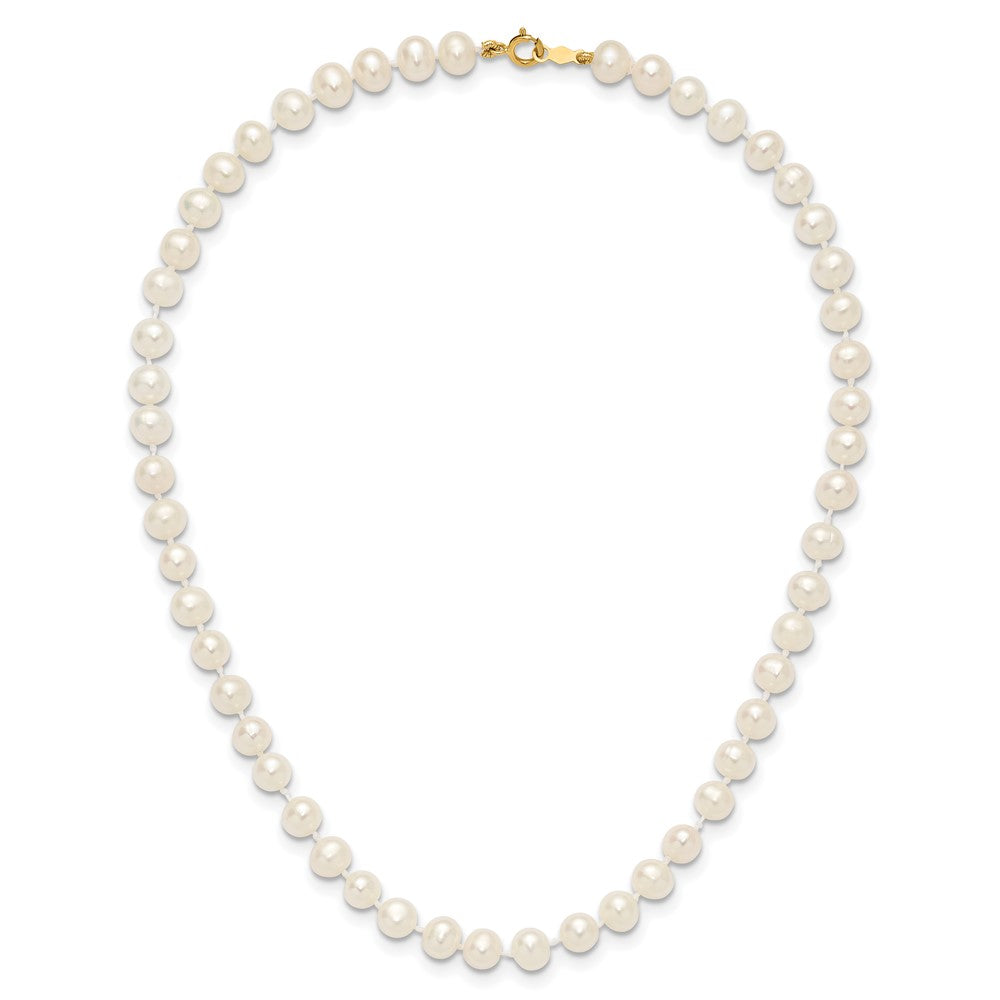 14k 5-6mm White Semi-Round Freshwater Cultured Pearl 14 inch Necklace