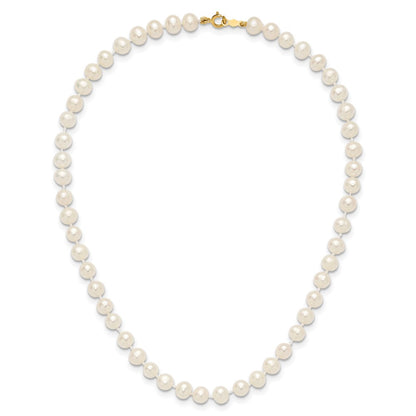 14k 5-6mm White Semi-Round Freshwater Cultured Pearl 14 inch Necklace