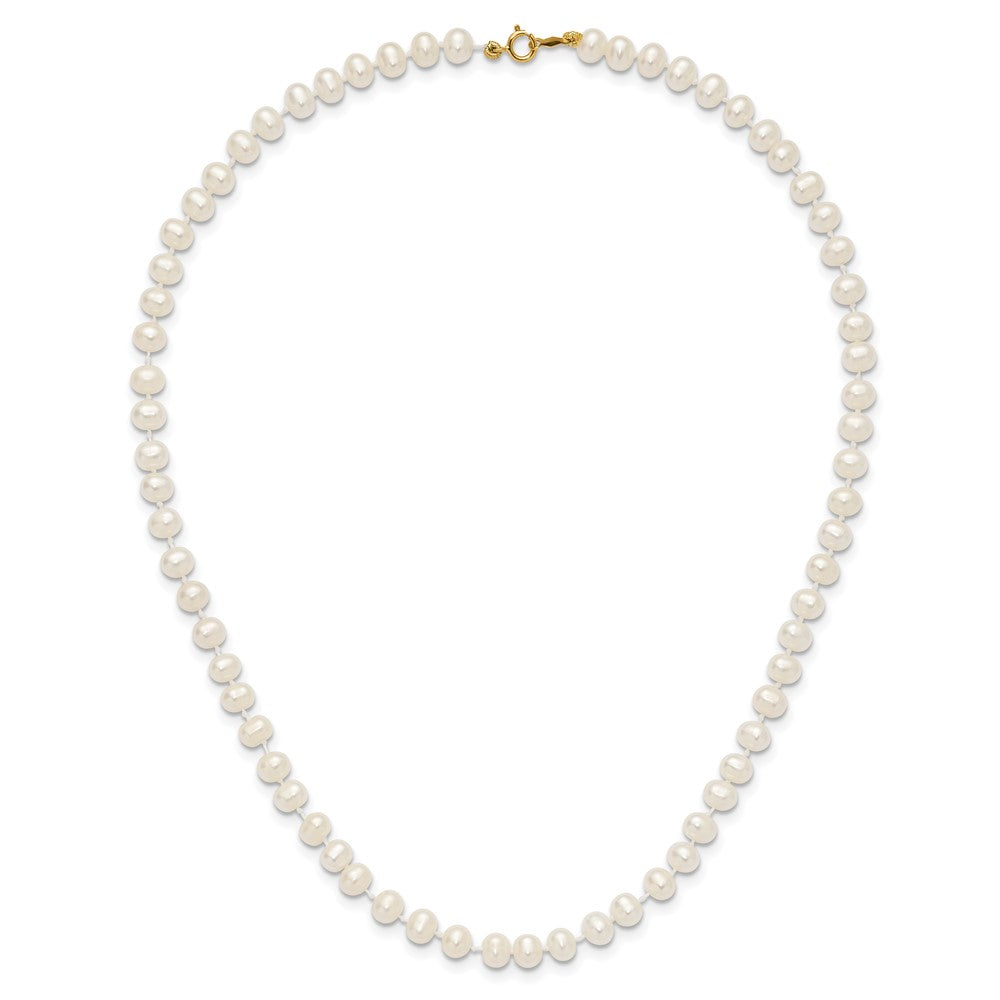 14k 5-6mm White Semi-Round Freshwater Cultured Pearl 14 inch Necklace