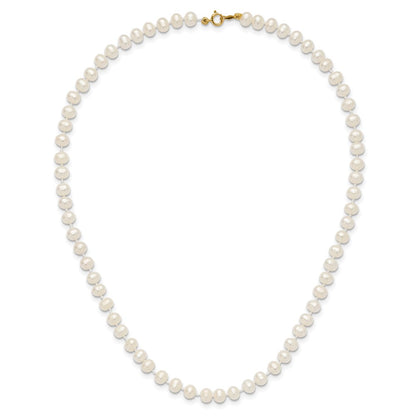 14k 5-6mm White Semi-Round Freshwater Cultured Pearl 14 inch Necklace