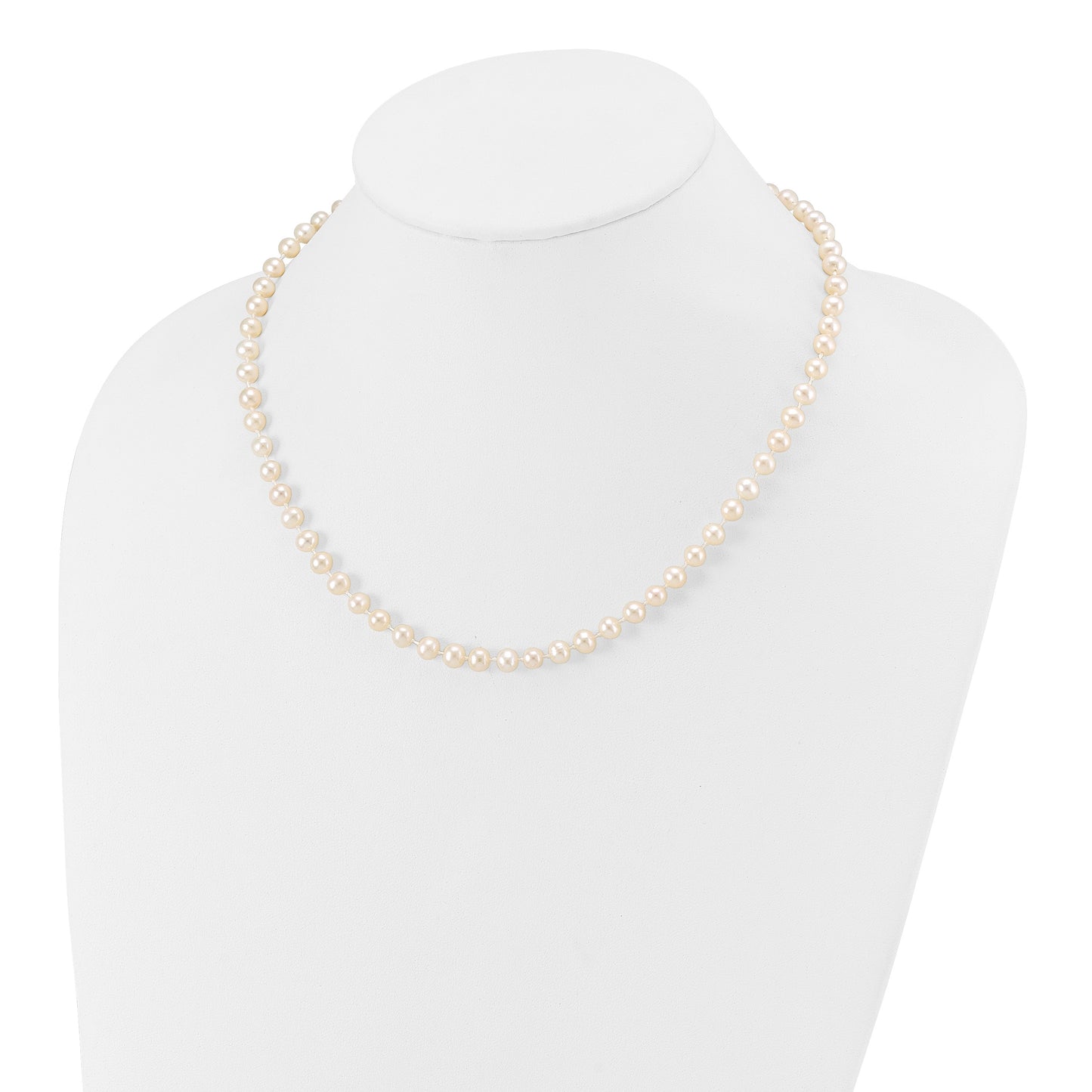 14k 5-6mm White Semi-Round Freshwater Cultured Pearl 16 inch Necklace