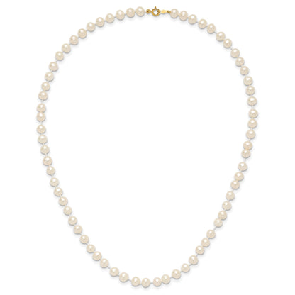 14k 5-6mm White Semi-Round Freshwater Cultured Pearl 16 inch Necklace