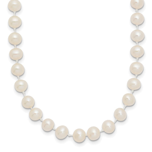 14k 5-6mm White Semi-Round Freshwater Cultured Pearl 14 inch Necklace