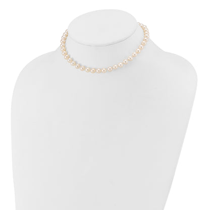 14k 6-7mm White Semi-Round Freshwater Cultured Pearl 12 inch Necklace