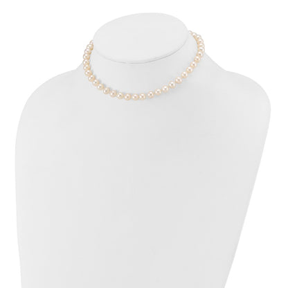 14k 6-7mm White Semi-Round Freshwater Cultured Pearl 12 inch Necklace