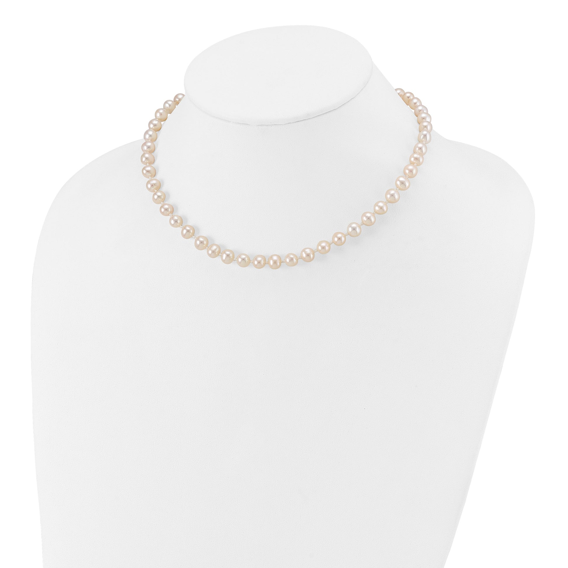 14k 6-7mm White Semi-Round Freshwater Cultured Pearl 14 inch Necklace
