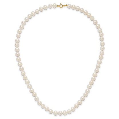 14k 6-7mm White Semi-Round Freshwater Cultured Pearl 16 inch Necklace