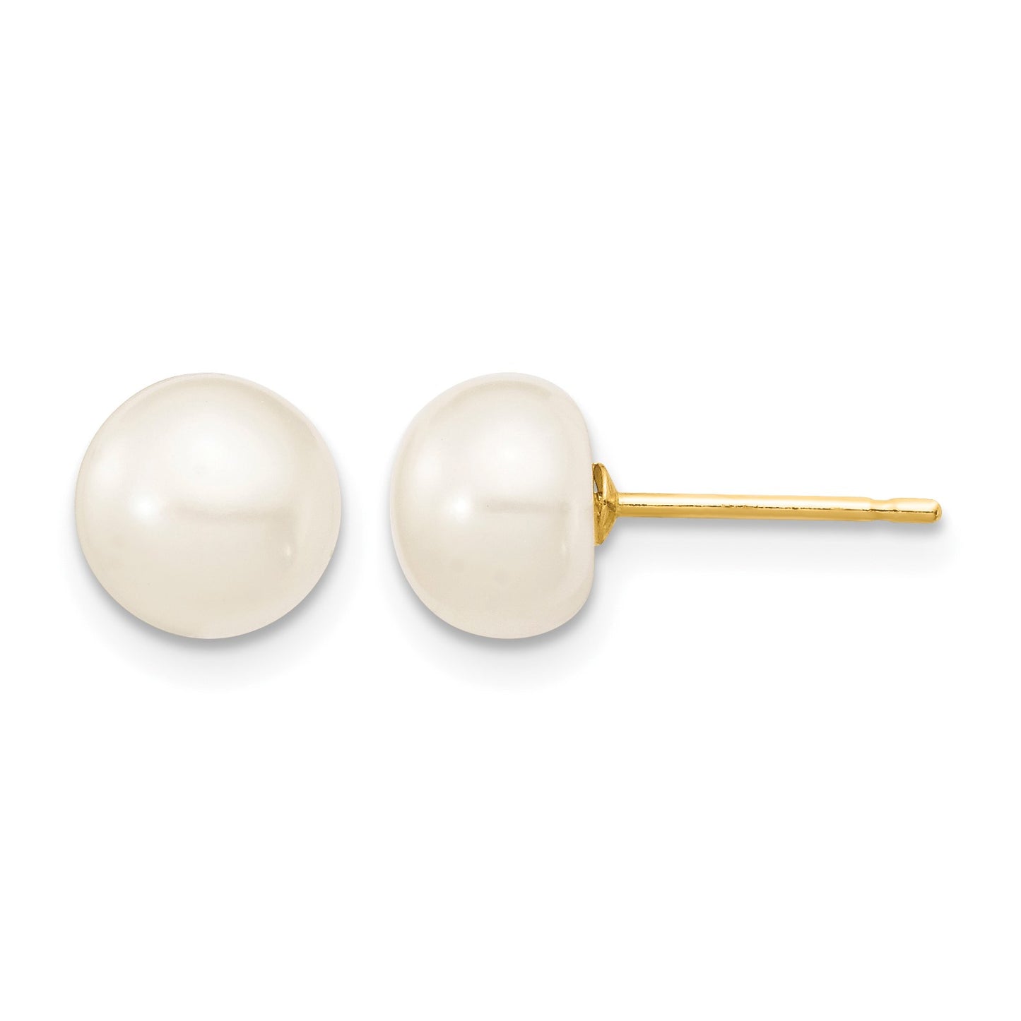 14k 6-7mm White Round Freshwater Cultured Pearl 7.25 inch with 1 Extender Bracelet/18 inch with 2 inch Extender Necklace/Button Earrings Set