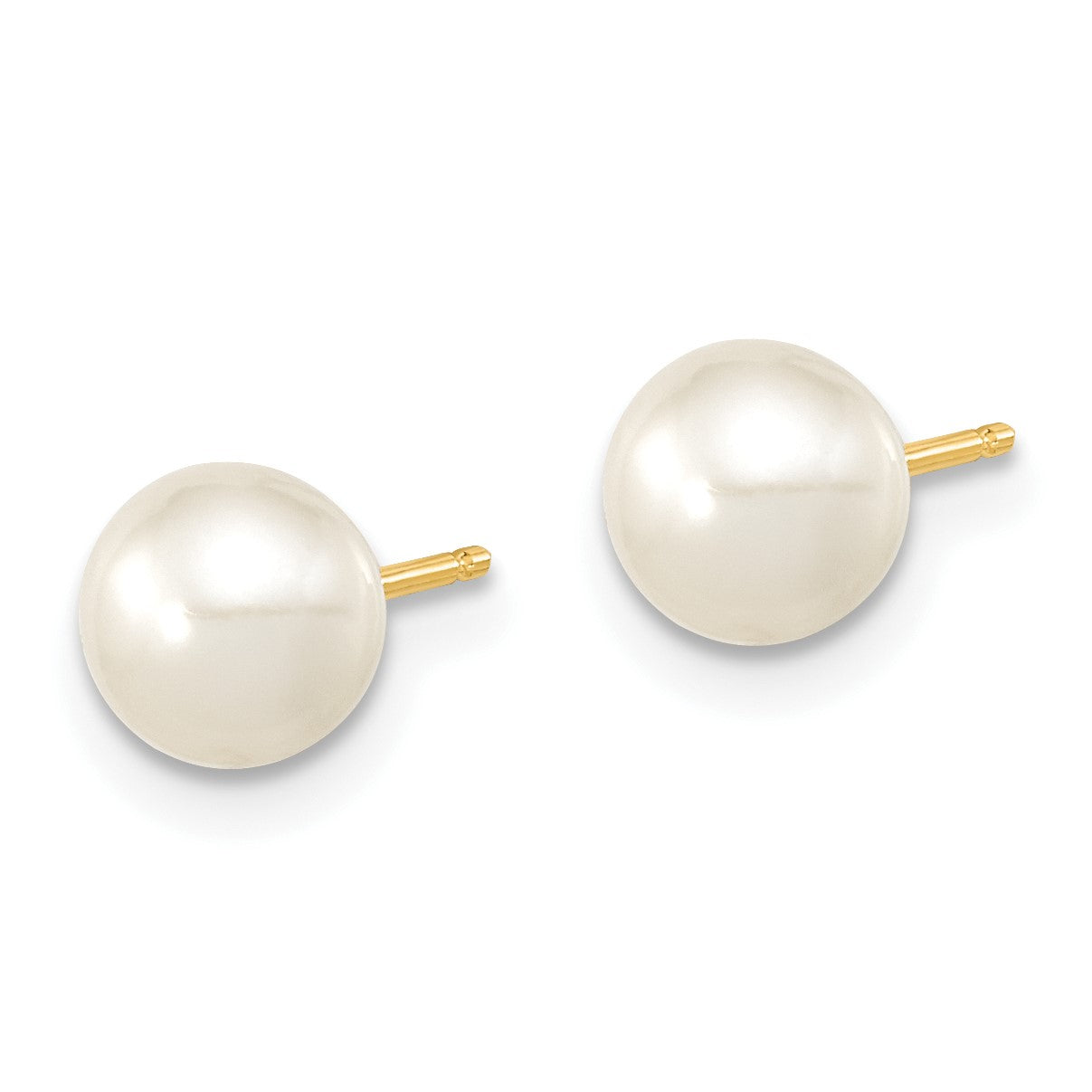 14k 6-7mm White Round Freshwater Cultured Pearl 7.25 inch with 1 Extender Bracelet/18 inch with 2 inch Extender Necklace/Button Earrings Set