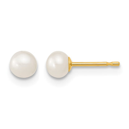 14k 4-5mm White Freshwater Cultured Pearl 14 inch Necklace with 1 inch Extender/5 inch Bracelet with 1 inch Extender/Post Earrings Set