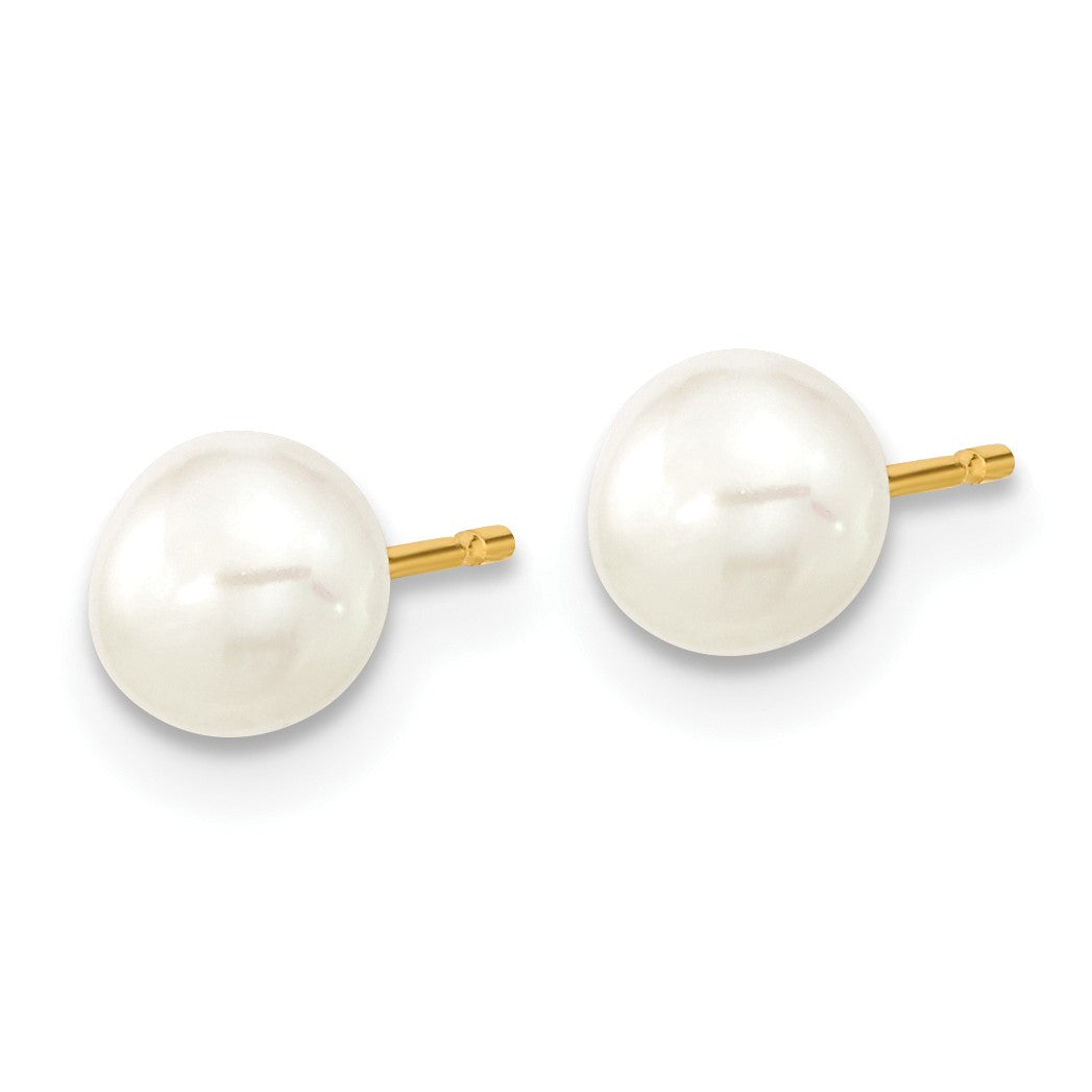 14k 5-6mm White Freshwater Cultured Pearl 14 inch Necklace / 5 inch Bracelet / Post Earrings 3-piece Set