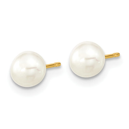 14k 5-6mm White Freshwater Cultured Pearl 14 inch Necklace / 5 inch Bracelet / Post Earrings 3-piece Set