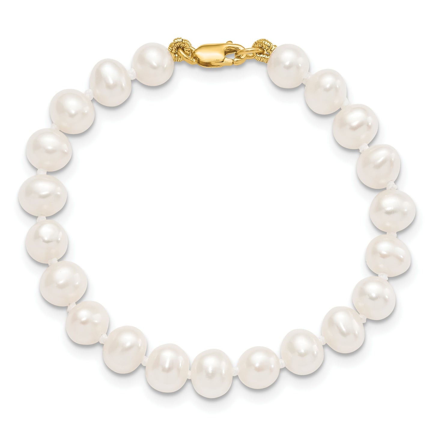 14k 5-6mm White Freshwater Cultured Pearl 14 inch Necklace / 5 inch Bracelet / Post Earrings 3-piece Set