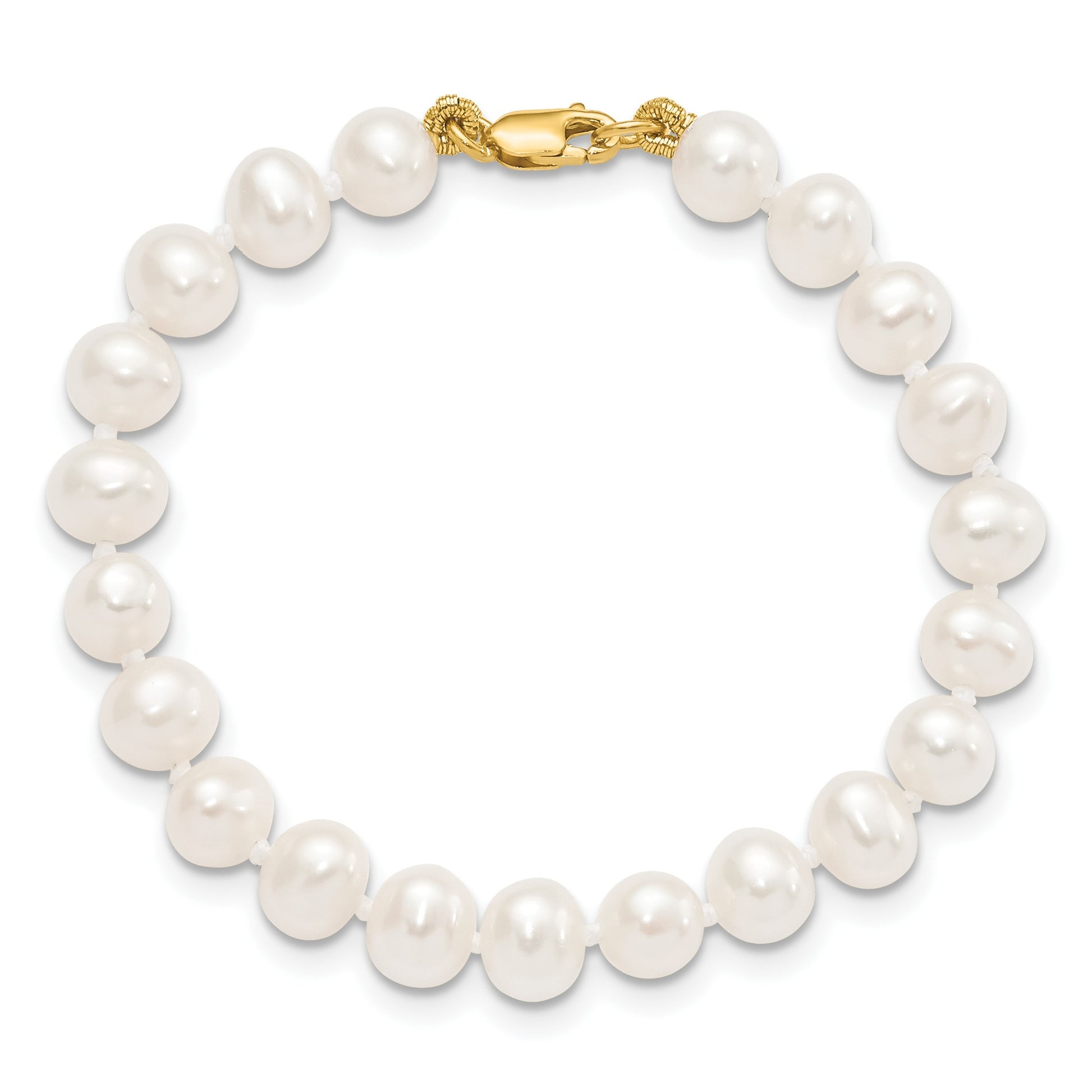 14k 5-6mm White Freshwater Cultured Pearl 14 inch Necklace / 5 inch Bracelet / Post Earrings 3-piece Set