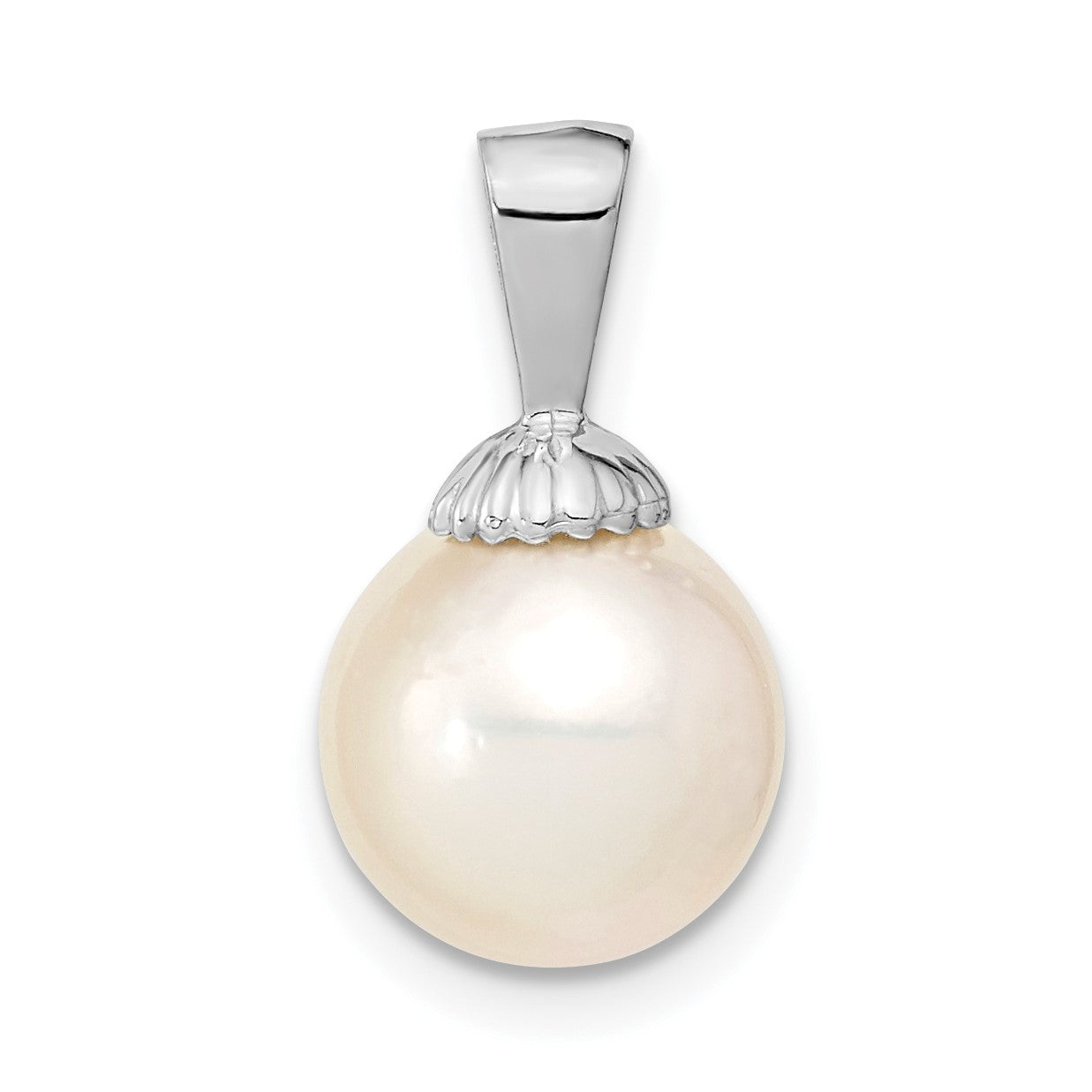 14k White Gold 9-10mm Round White South Sea Saltwater Pearl Pendant