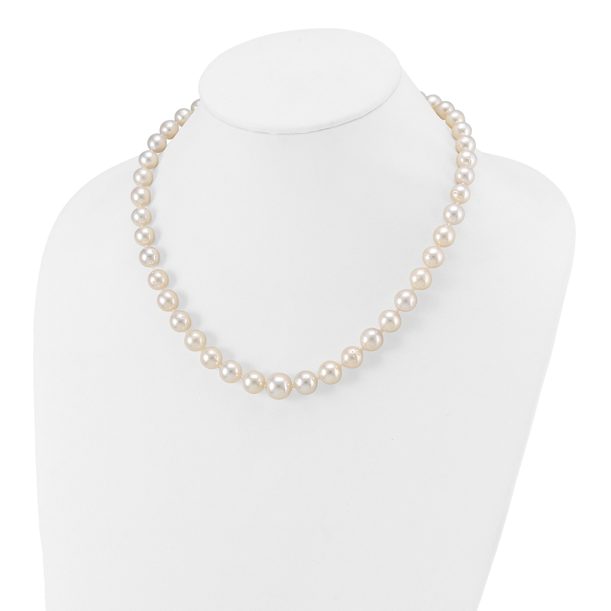 14k 9.5-12mm White Round South Sea Saltwater Cultured Graduated Pearl 18 inch Necklace