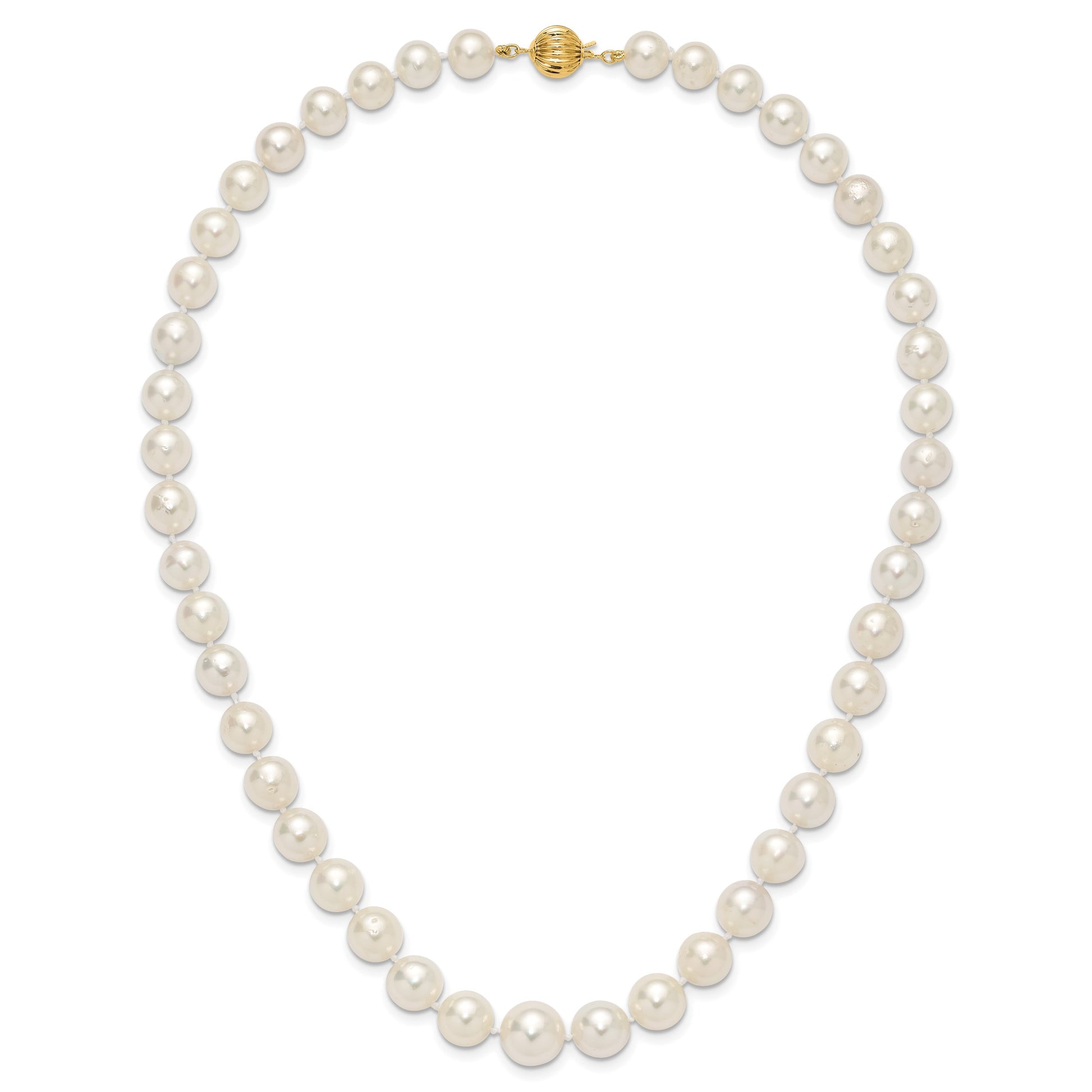 14k 9.5-12mm White Round South Sea Saltwater Cultured Graduated Pearl 18 inch Necklace