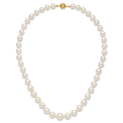 14k 9.5-12mm White Round South Sea Saltwater Cultured Graduated Pearl 18 inch Necklace