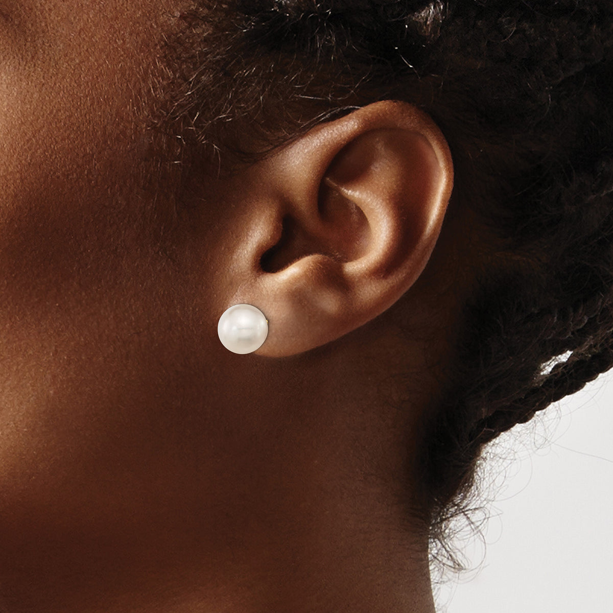 14k 10-11mm White Round South Sea Saltwater Cultured Pearl Post Earrings