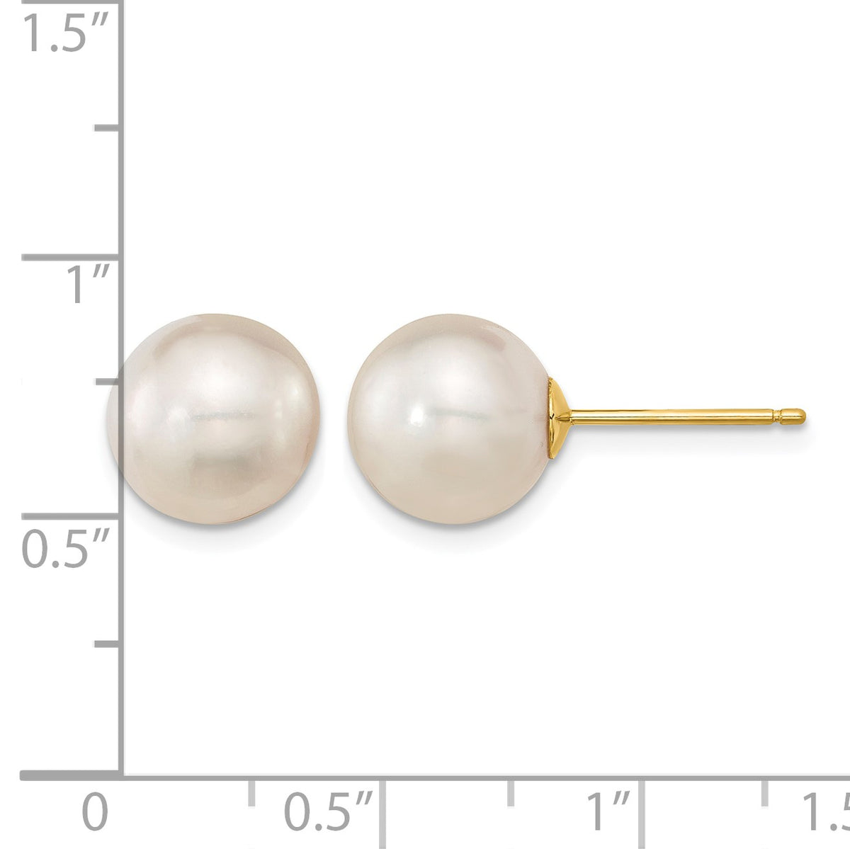 14k 10-11mm White Round South Sea Saltwater Cultured Pearl Post Earrings