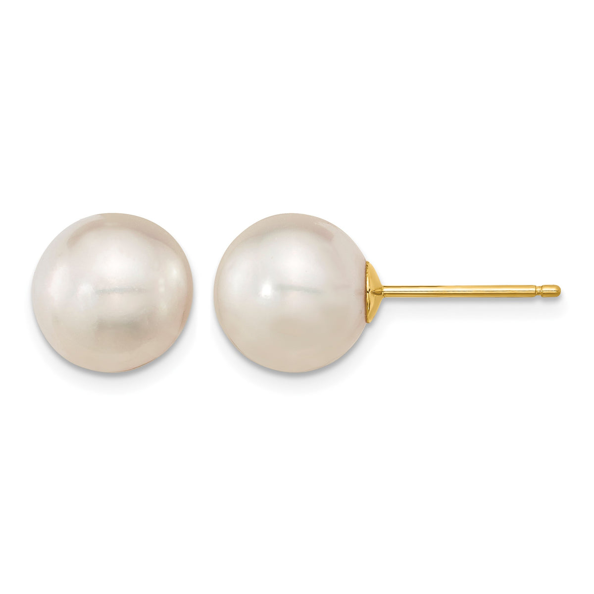14k 10-11mm White Round South Sea Saltwater Cultured Pearl Post Earrings
