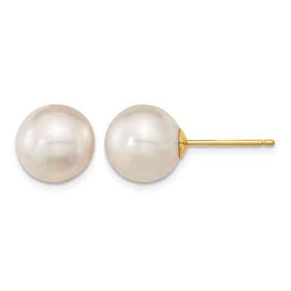 14k 10-11mm White Round South Sea Saltwater Cultured Pearl Post Earrings