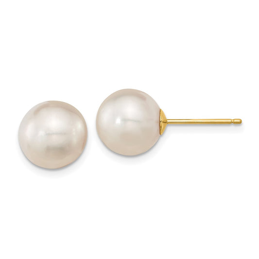 14k 10-11mm White Round South Sea Saltwater Cultured Pearl Post Earrings