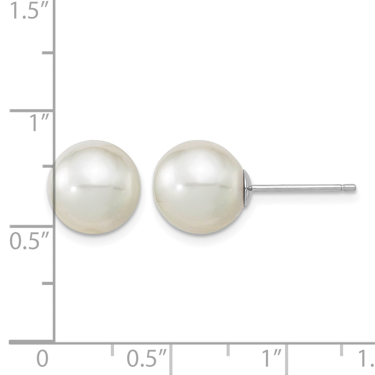 14k White Gold 10-11mm White Round South Sea Saltwater Cultured Pearl Post Earrings