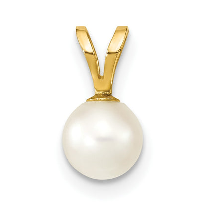 14k 5-6mm White Round Akoya Saltwater Cultured Pearl Pendant