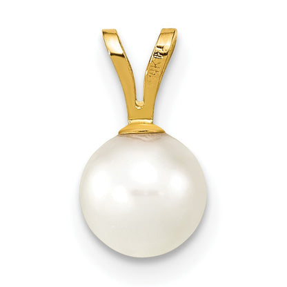 14k 6-7mm White Round Akoya Saltwater Cultured Pearl Pendant