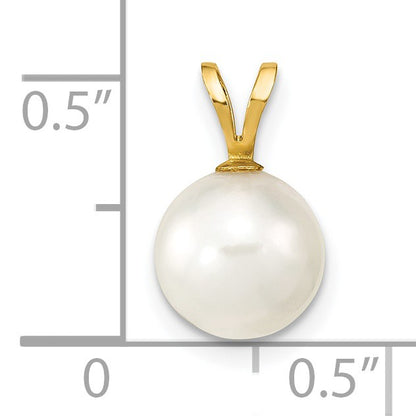 14k 8-9mm White Round Akoya Saltwater Cultured Pearl Pendant