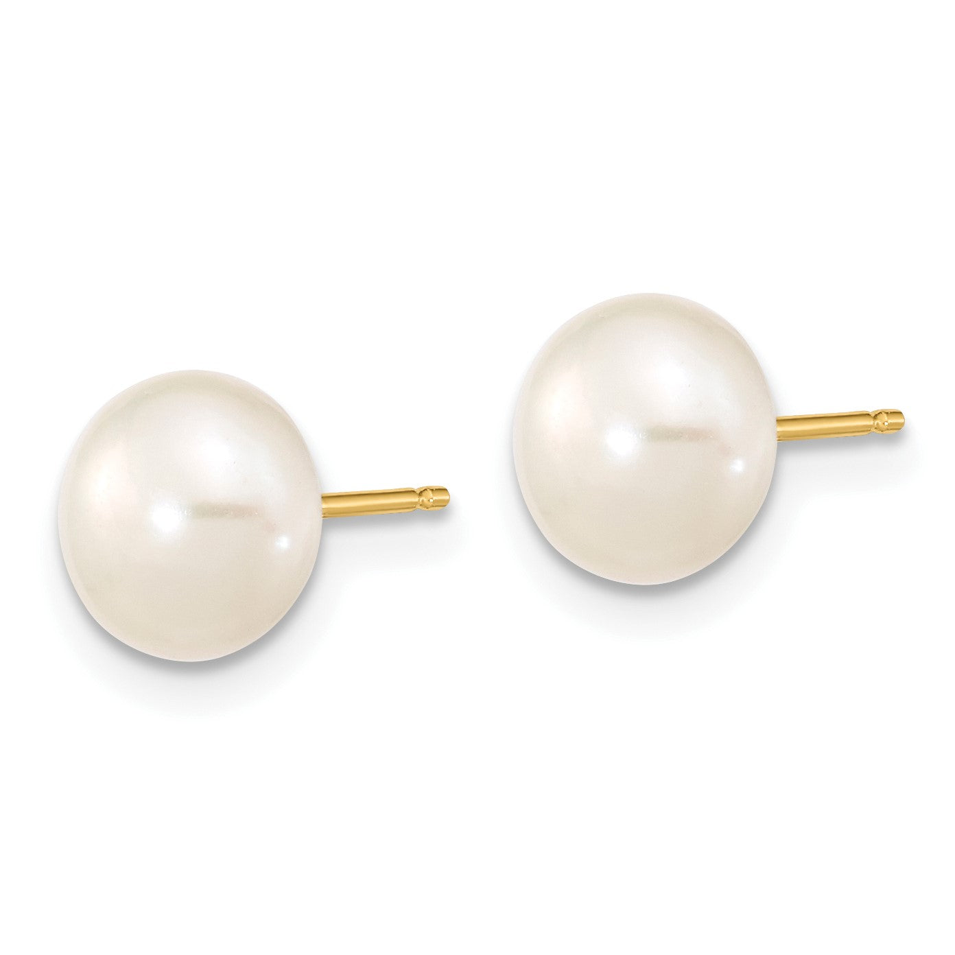 14k 7-8mm White Near-Round Freshwater Cultured Pearl 18 inch Necklace and Button Earrings Set
