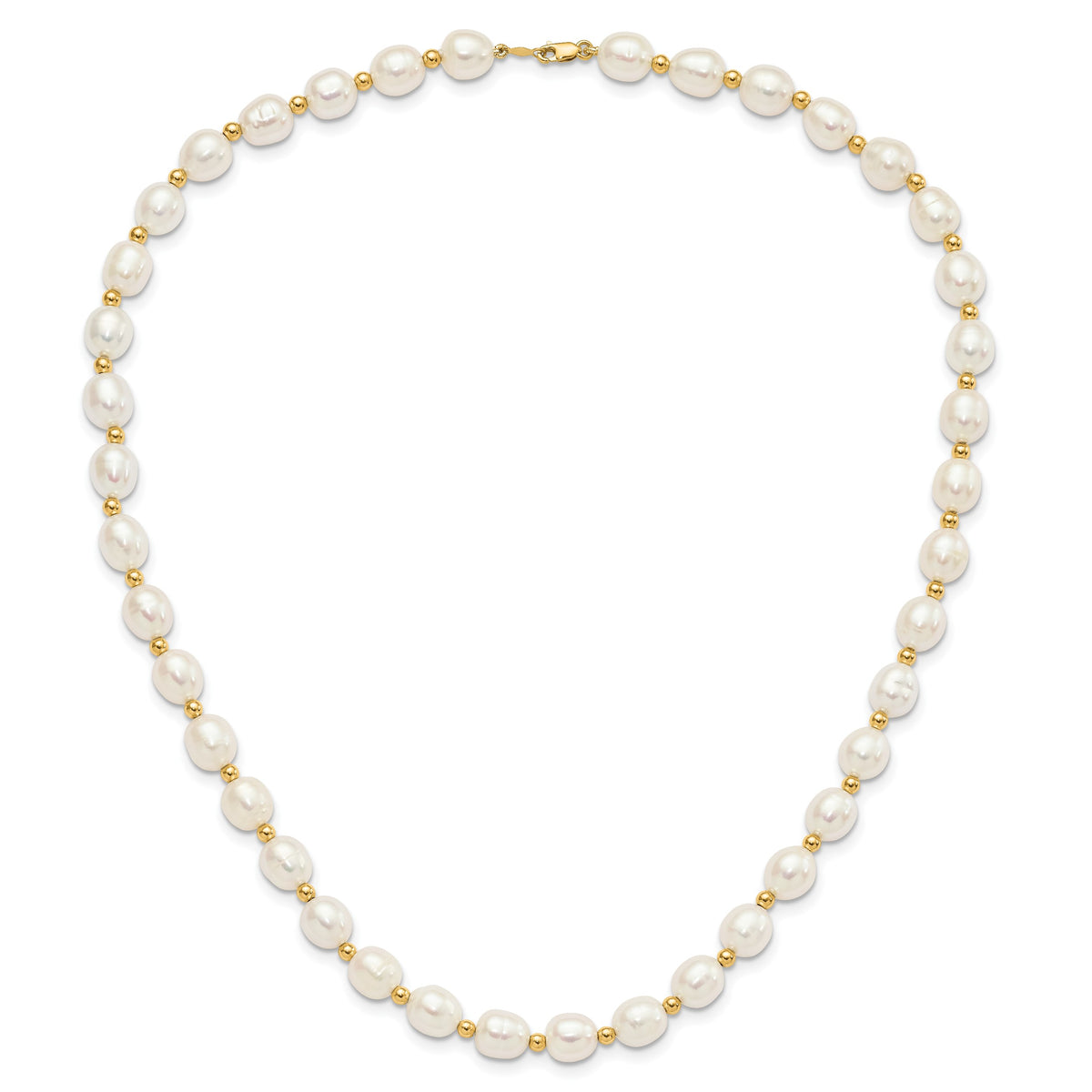 14k 7-8mm White Rice Freshwater Cultured Pearl 18 inch Necklace and Bead Post Dangle Earring Set