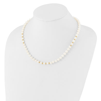 14k 6-7mm White Semi-Round Freshwater Cultured Pearl 18 inch Necklace/7.25 in Bracelet/Button Post Earrings Set