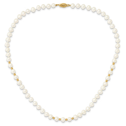 14k 6-7mm White Semi-Round Freshwater Cultured Pearl 18 inch Necklace/7.25 in Bracelet/Button Post Earrings Set