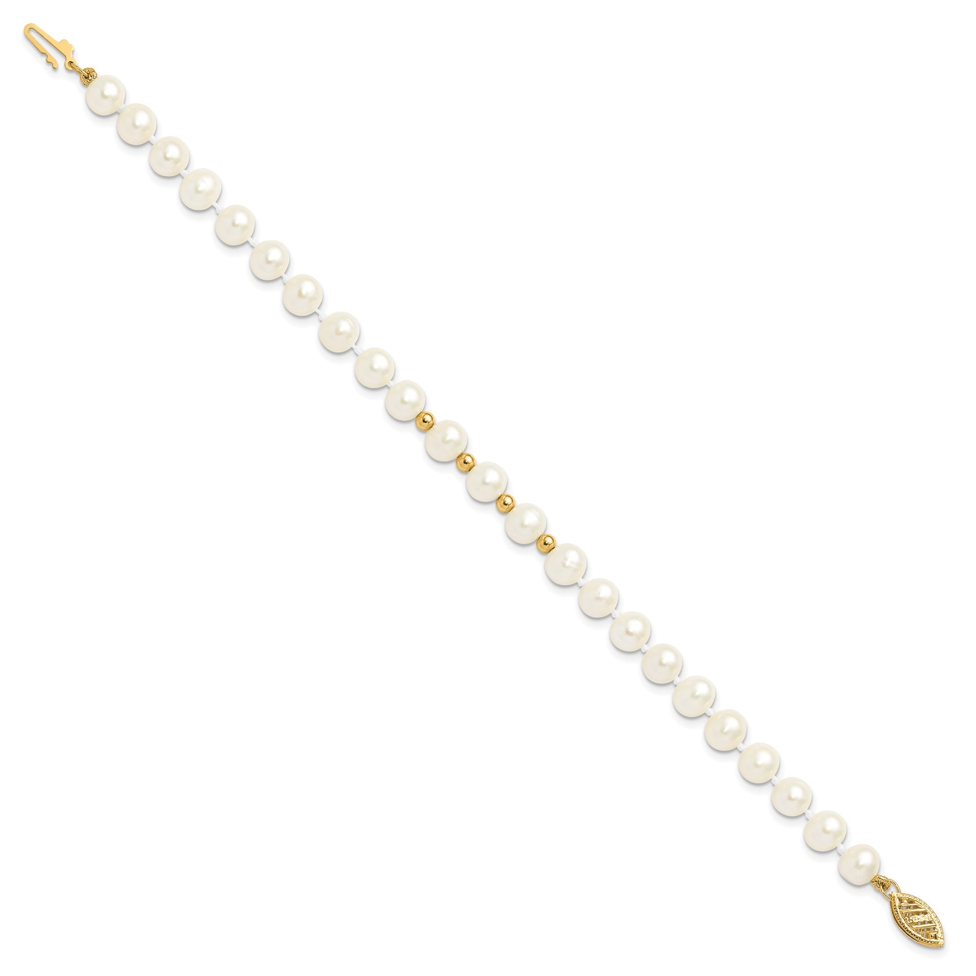 14k 6-7mm White Semi-Round Freshwater Cultured Pearl 18 inch Necklace/7.25 in Bracelet/Button Post Earrings Set