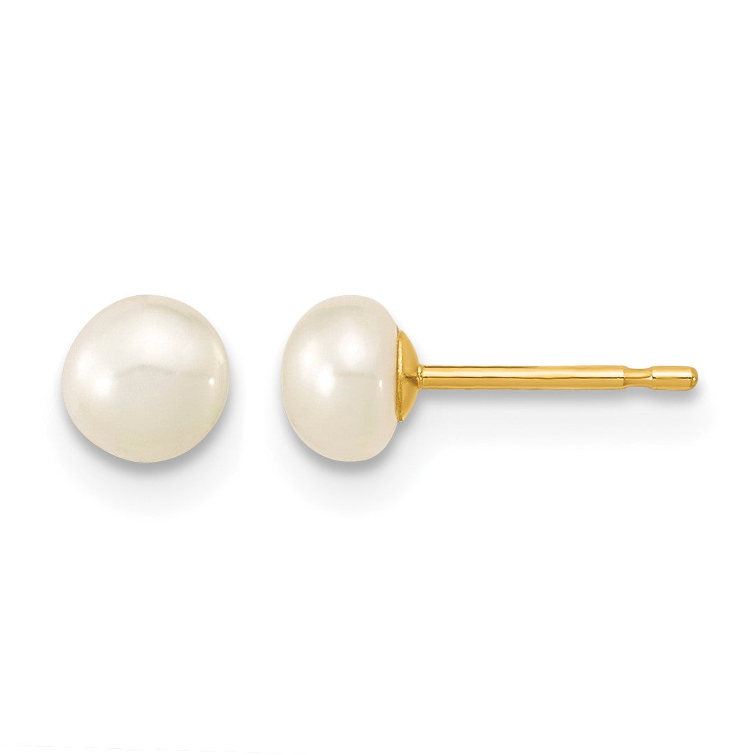 14k 4-5mm White Freshwater Cultured Pearl 14 inch Necklace / 5 inch Bracelet / Post Earrings 3-piece Set