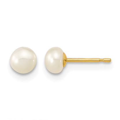 14k 4-5mm White Freshwater Cultured Pearl 14 inch Necklace / 5 inch Bracelet / Post Earrings 3-piece Set