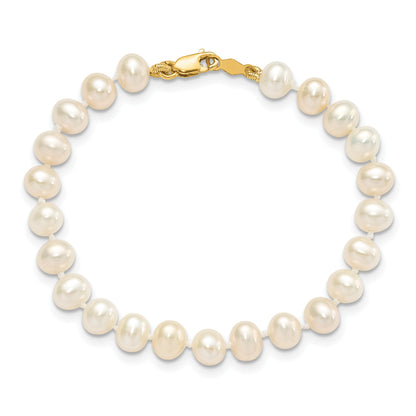 14k 4-5mm White Freshwater Cultured Pearl 14 inch Necklace / 5 inch Bracelet / Post Earrings 3-piece Set