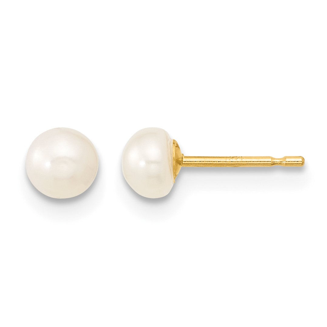 14k 4-5mm White Freshwater Cultured Pearl Pendant/5 inch Bracelet/Post Earrings 3-piece Set