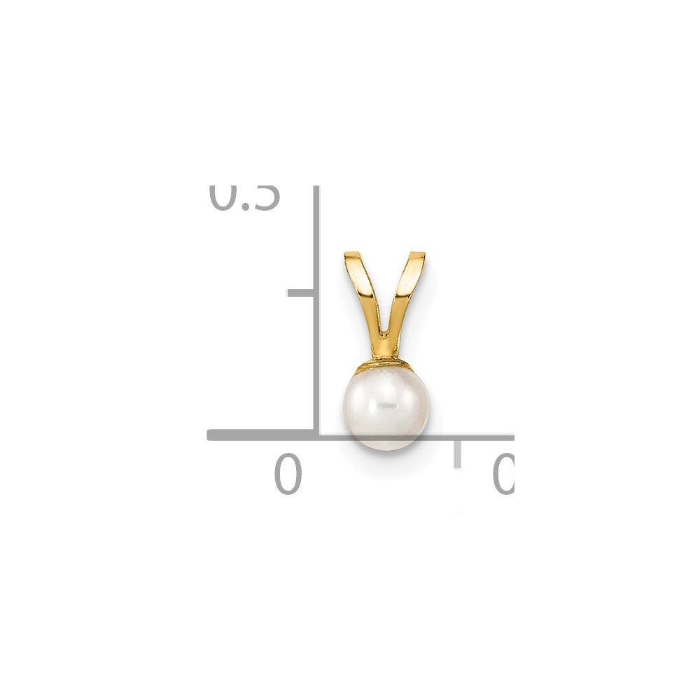 14k Gold 3-4mm White Round Freshwater Cultured Pearl Pendant