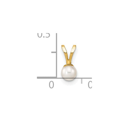 14k Gold 3-4mm White Round Freshwater Cultured Pearl Pendant