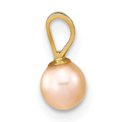 14k 4-5mm Round Pink Freshwater Cultured Pearl Pendant
